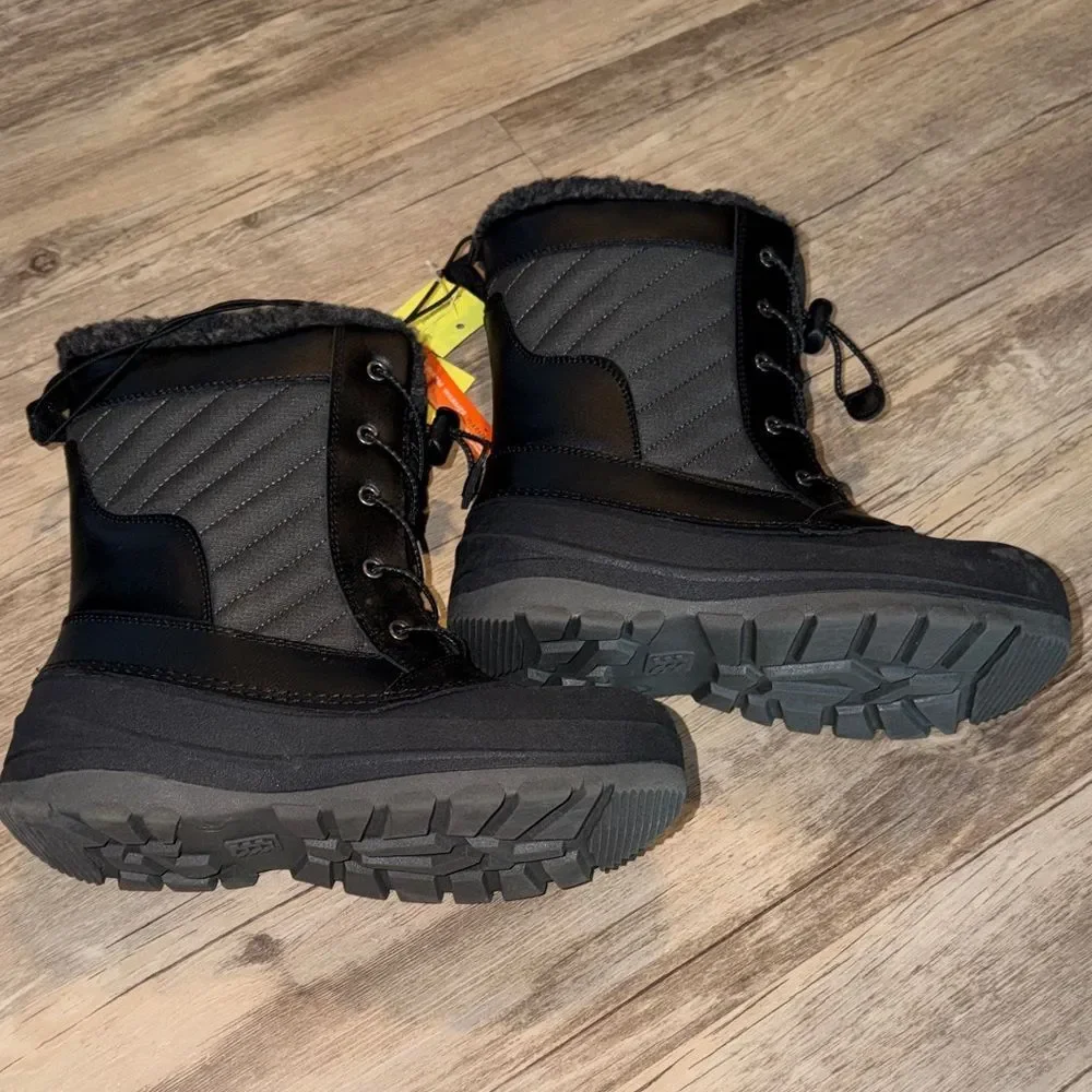 all in motion Black Kids Insulated Snow Boots with Faux Fur Collar